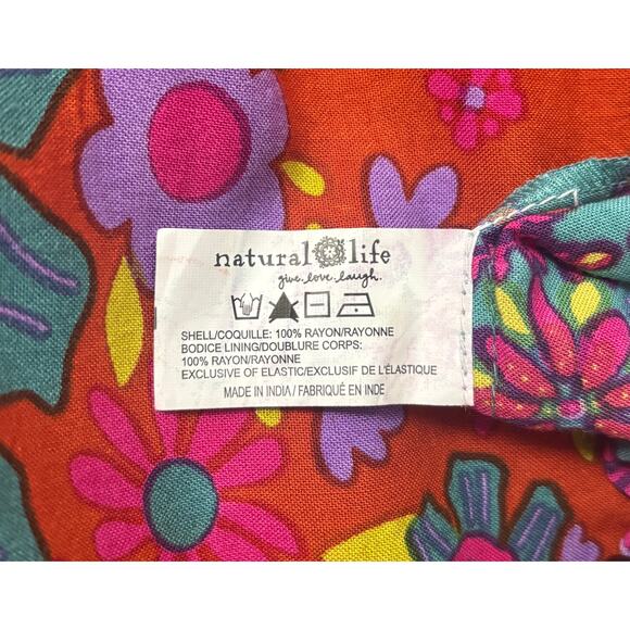 Natural Life Patricia Red Mustard Boarder Rayon Maxi Dress Size L - Picture 11 of 11